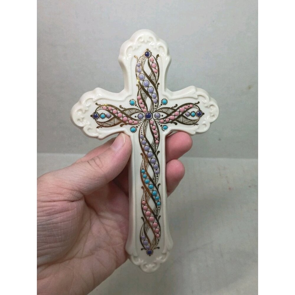Lenox China Treasures Enamel Wall Hanging Cross Jeweled Design